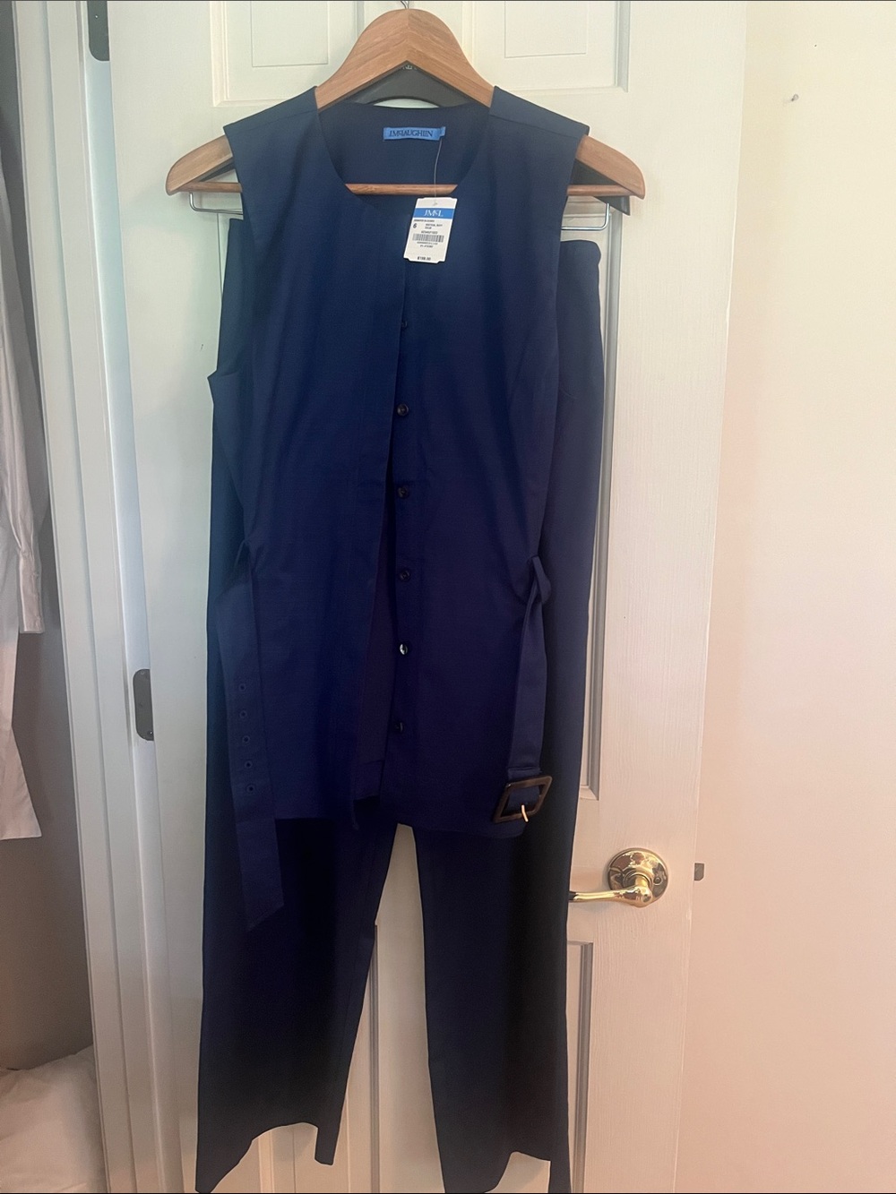 J McLaughlin blue belted vest and pants